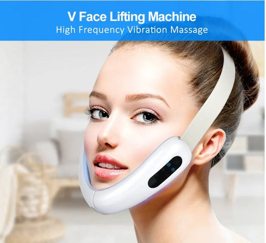 Chin V-Line Up Lift Belt Machine Red Blue LED Photon Therapy Facial Lifting Device - Pink_0