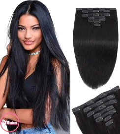 Black Straight Clip In Extension