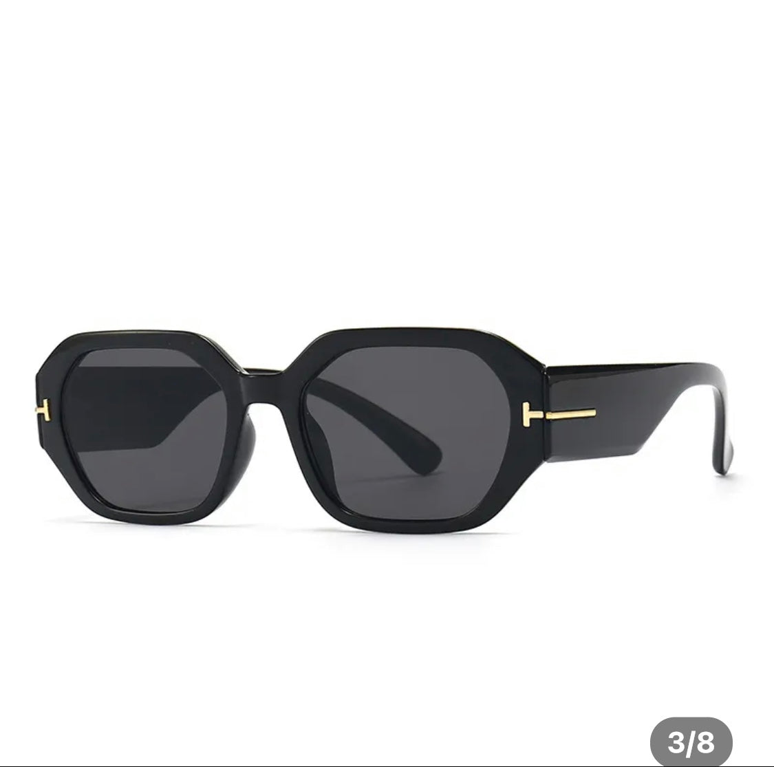 Black sunglasses with gold accent