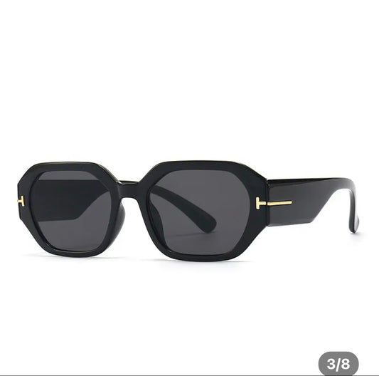 Black sunglasses with gold accent